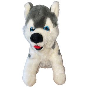 Gray White Husky Dog Wolf With Blue Eyes Plush Stuffed 13” Shalom Toy Company